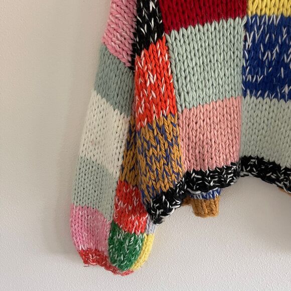 Polagram Chunky Knit Colorful Patchwork Style Cardigan - Picture 10 of 11